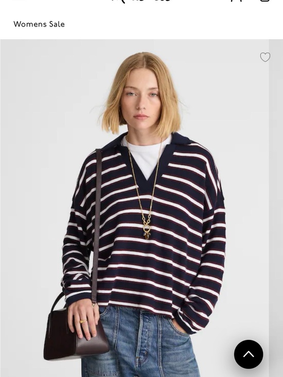 Madewell Tops - Madewell Navy, White & Burgundy Striped Polo-Style Long Sleeve Top